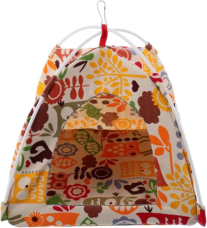 Scicalife Bird Nest Hut Hanging Hammock,Foldable Parrot Cage Tent House Bed Habitat Hideaway Toy