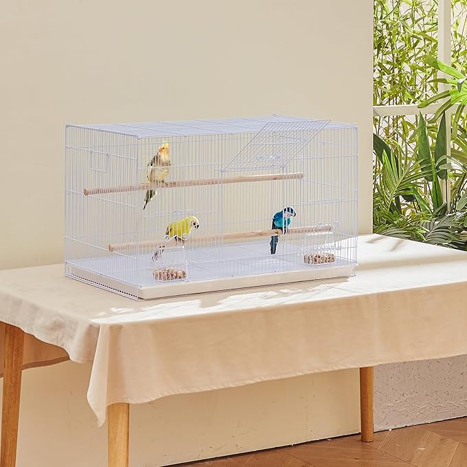VEVOR 30-inch Flight Bird Cage, Stackable Bird Cage for Small Parrots Canaries Cockatiels Lovebirds Finches Budgies Conures Macaws Pet Travel Birdcage with Handle and Perches