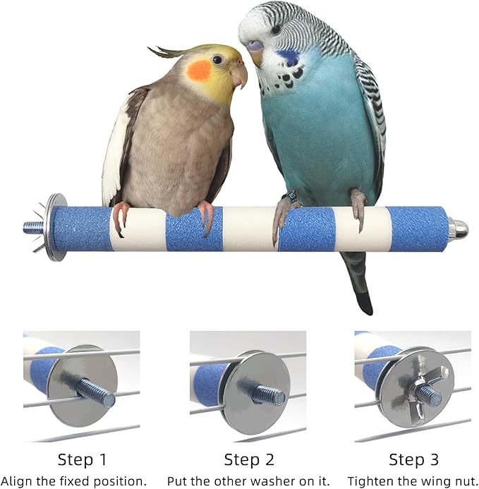 Hamiledyi 4Pack Parrot Perch Stand Toy 7.9x0.8in Bird Cage Perch Natural Paw Grinding Stick for Medium Parrot Parakeet Cockatiel Lovebird Chewing Stick (M(Stripe Pattern))