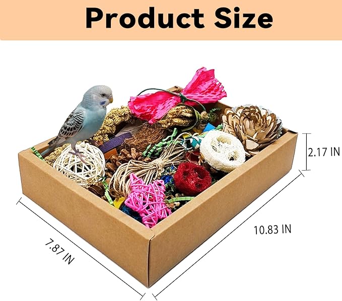 Bird Foraging Toys Parrot Chew Shredding Toys Bird Foraging Box for Parakeets Cockatiels Conures Lovebirds and Small to Medium Birds(Colorful)