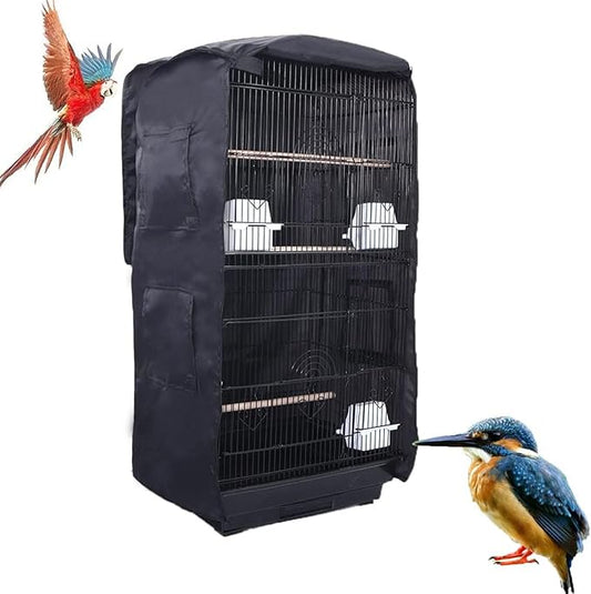 Bird Cage Cover Good Night Birdcage Cover Universal Blackout Bird Parrot Cage Cover Durable Washable for Parakeets Lovebirds Budgies Macaw Conure Square Cages - Black