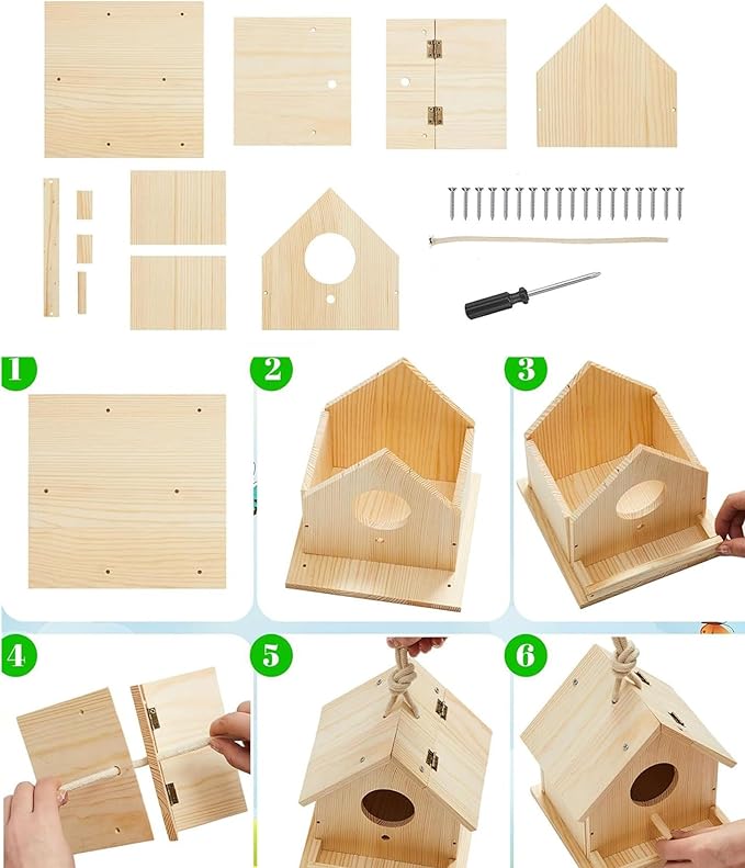 Parakeet Nest Warm Box, Bird Breeding Box, Parrot Wood House Nesting Box, Parrotlets Budgie Mating Box, Aviary Cage Box for Lovebirds, Cockatiel, with Birds Stand Perch (6 Inch)