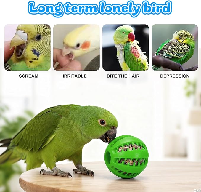 Bird Interactive Toys -1 Mini Ball & 5 Random Color Mini Shoes, Chewable Bird Cage Enrichment Toys for Parakeets Cockatiels Small Birds