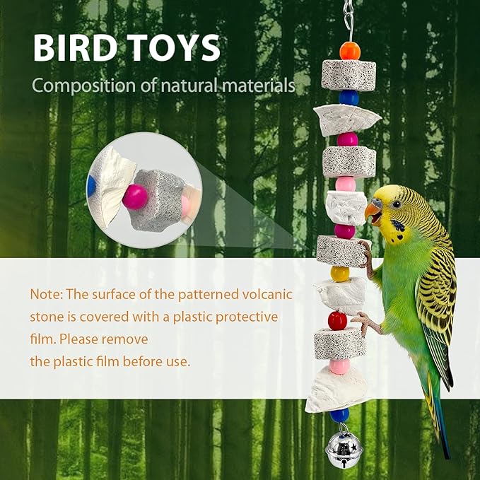 2Pcs Cuttlebone for Birds with Jingler - 14.5" Natural Calcium Stone & Mineral Chew Toy for Beak Trimming, Teeth Grinding - for Parakeet, Conure, Cockatiel, Finch, Hamster, Chinchilla