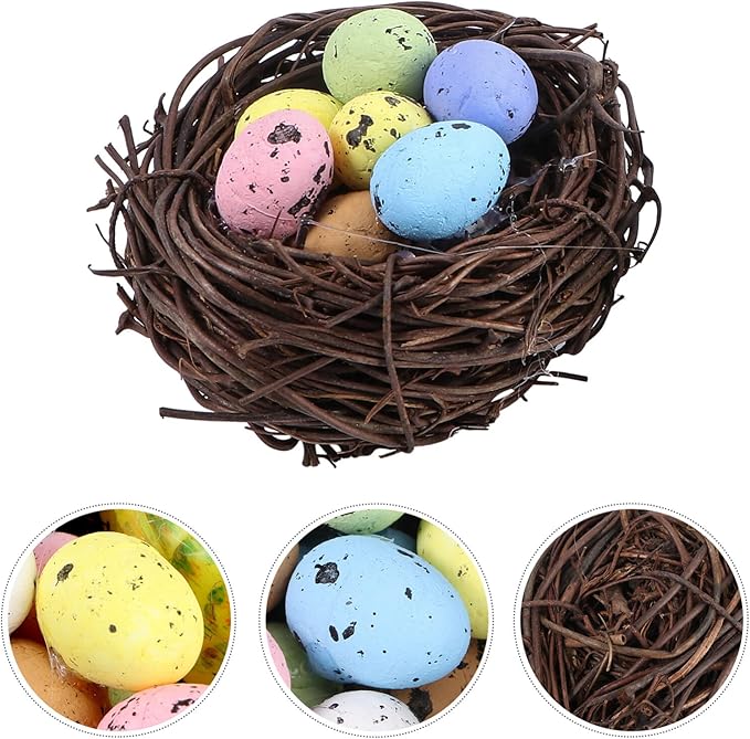 Yardwe 2pcs Easter Bird Nest Eggs Festive Decor for Easter Parties Spring Celebrations and Home Decoration Adorable Candy and Lightweight Items