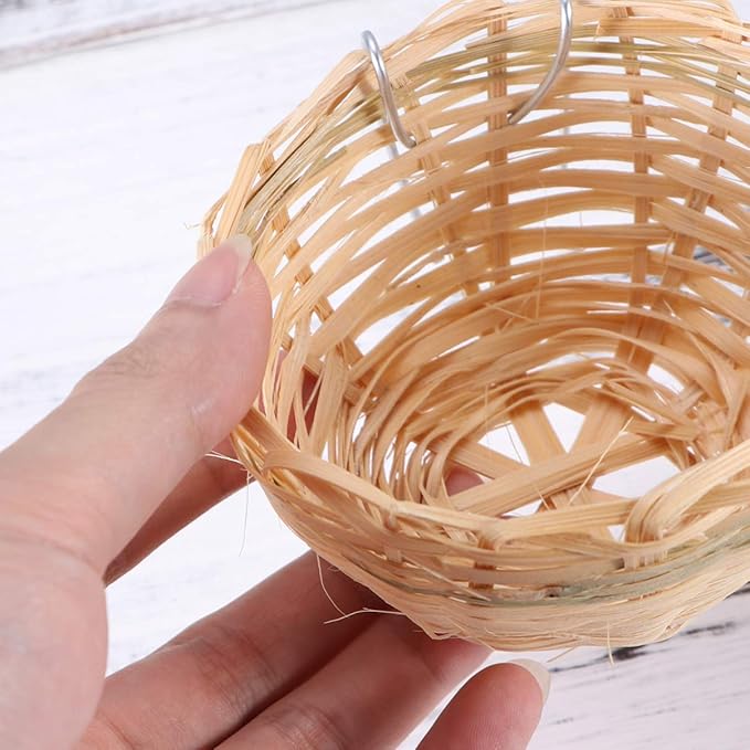 balacoo 5pcs Handmade Bird Nest with Hook Natural Hanging Nest for Pets Parrots and Birds -Style Nesting House for Indoor and Outdoor Use