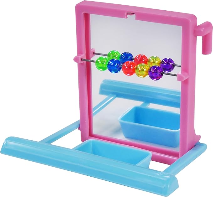 Penn-Plax Bird Life - Landing Perch with Mirror and Beads - Perfect for Parakeets, Finches, and Other Small Birds (BA504)