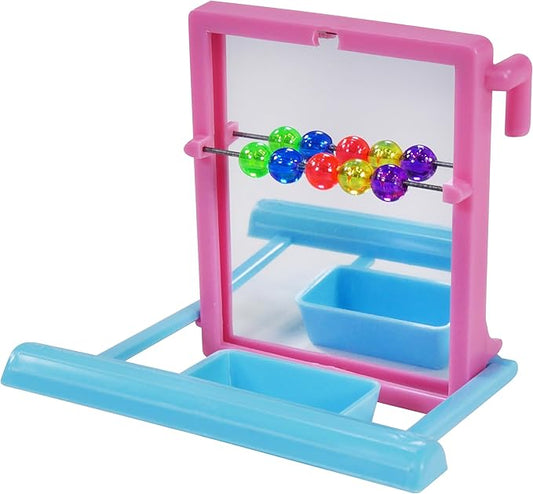 Penn-Plax Bird Life - Landing Perch with Mirror and Beads - Perfect for Parakeets, Finches, and Other Small Birds (BA504)