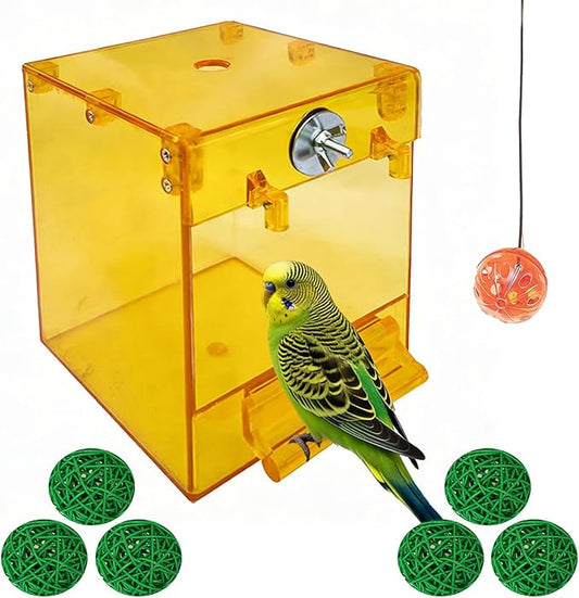 kathson Parrot Bath Box Hanging Bird Bathtub Tub Bath Acrylic No-Leakage Shower Box Bowl Cage Accessory for Small Pet Bird Parakeet Canary Cockatiels Budgies Lovebirds
