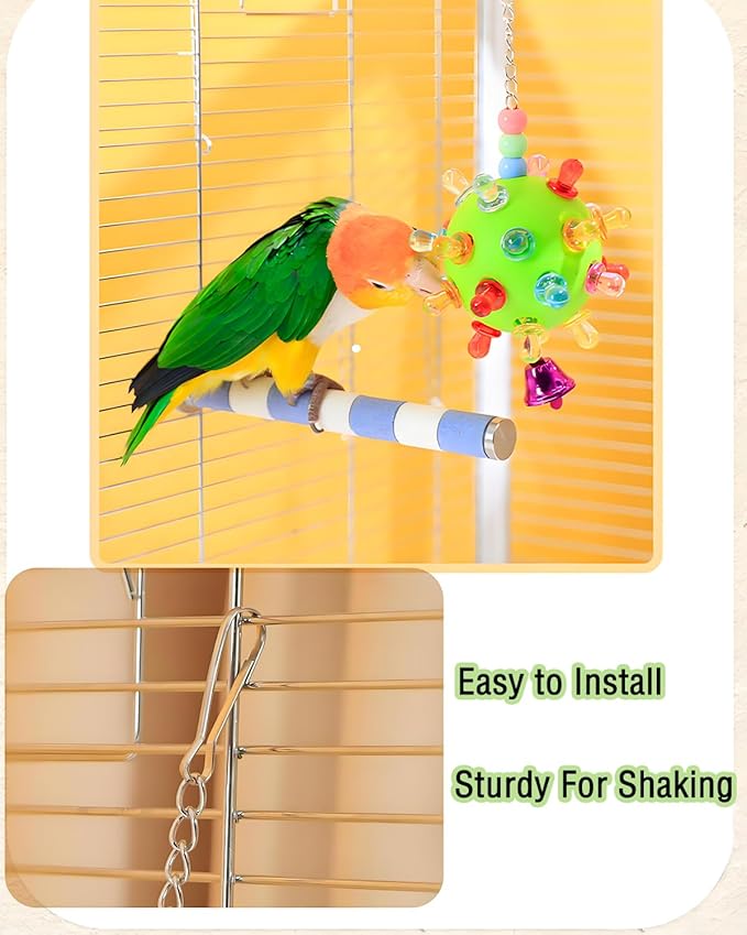 Cockatiel Toy, Parrot Ball Conure Hanging Lovebird Foot Toy, Bird Cage Accessories for Mini Macaw Budgie Small to Medium Birds