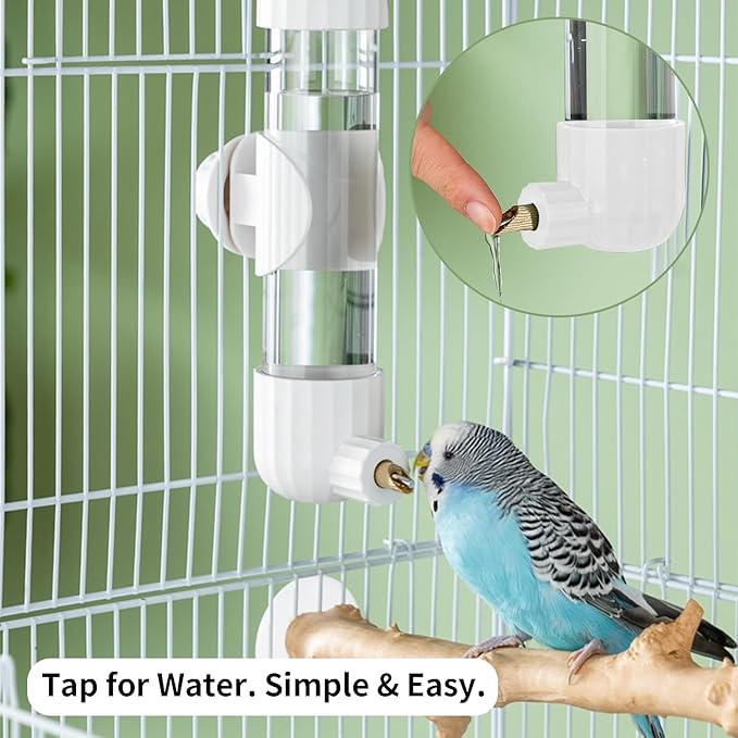 AOTU Bird Cage Accessories, Bird Water Bottle & Dispenser for Cage 7.4 Fl Oz Automatic No Mess Parrot Water Dispenser – Clear Feeder for Parakeet, Conure, Cockatiel, Lovebird & Canary