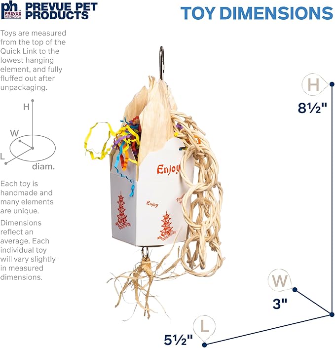 Prevue Pet Products Takeout - Playfuls Forage & Engage Bird Toy, Cage Accessories for Parrots, Conures, Cockatiels, Budgies, and Small to Medium Birds, Encourages Chewing, Climbing, and Shredding