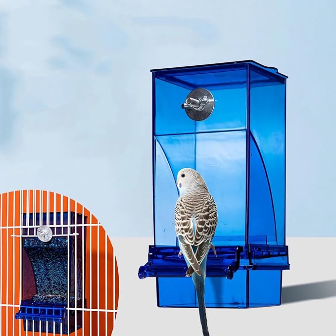 No Mess Bird Feeder,Automatic Parrot Feeder,Acrylic Food Container,Parakeet Cage Accessories for Parakeet Canary Cockatiel Finch