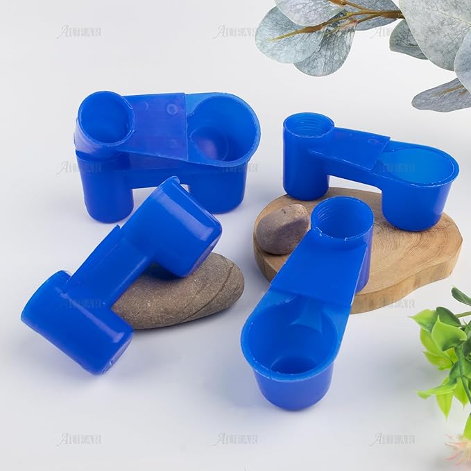AUEAR, Set of 12 Bird Drinker Feeder Cup Soda Pop Water Bottle Plastic for Pigeons Parrot Chicken Supplies (Blue)