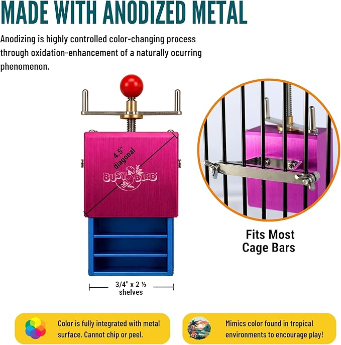 Bird Toys for Large Birds (Ele-Waiter) | Treat Dispenser | Foraging Bird Toys for Parrots, Cockatiel, Cockatoos & Macaws | Durable Cage Accessories for Medium to Extra Large Birds | Macaw Enrichment