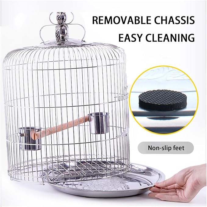 Aimery Bird Cage，Stainless Steel Birdcage，Small Bird cage，Bird Cages for Parrots，Travel Bird Cage，Bird Travel cage(V40G)