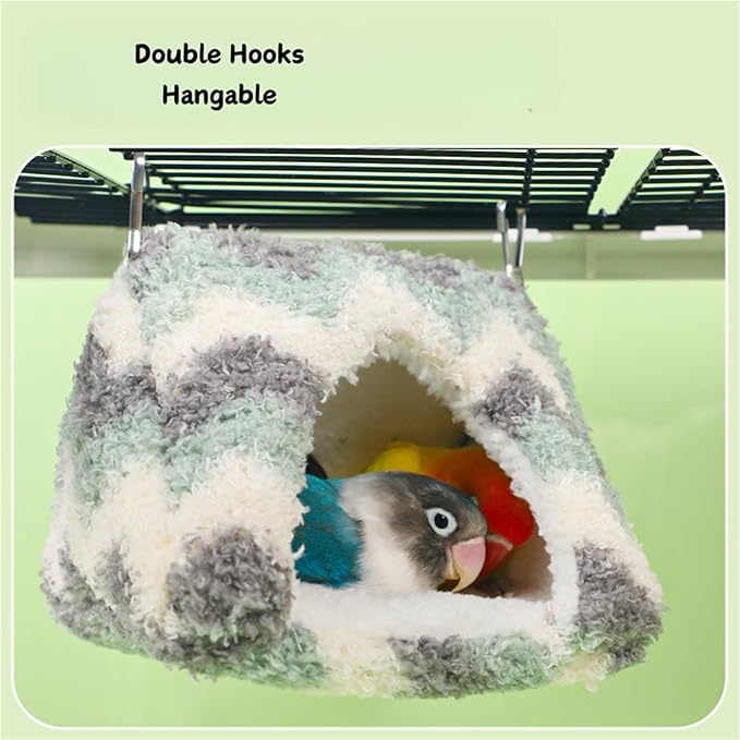 Fangool Parrot Warmth Bird Nest Bird Cage Parakeet Cockatiel Canary Cage Bird Bed Hammock Swing Parrot Lovebird Nest(Green,7.5Lx7.5Wx5.9H(in))
