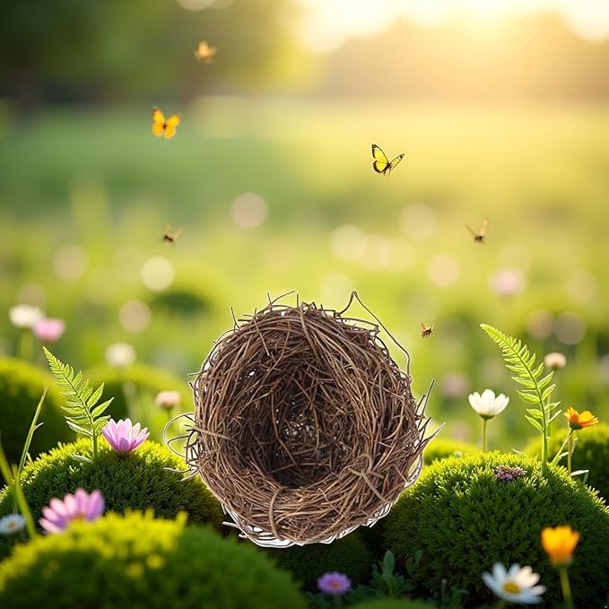 2Pcs Easter Bird Nest Anti-Scratch Decorative Lightweight Egg Decoration Prop Easter Bird Nest Compatible with Crafts Artificial Flowers Artificial Plants and Flowers（6 cm）