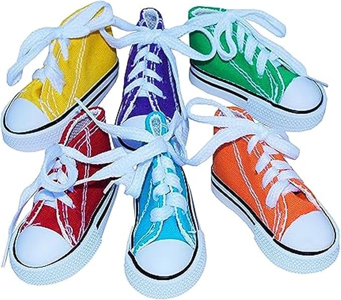Super Bird Creations SB1058 Sneakers Bird Foot Toy - Engaging, Chewable Rubber & Fabric, Perfect for Medium & Large Birds like Parrots, Parakeets Cockatiels -Colorful & Fun - 3”x1-1/2”x1-1/4” (4 Pack)