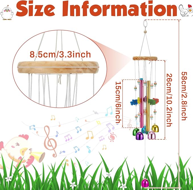 WinnerWhy Chicken Chew Toys for Coop Multicolor Chicken Wind Chime Enrichment Toys Art Hanging Decoration for Bird Parrot Parakeet Budgerigar Lovebird