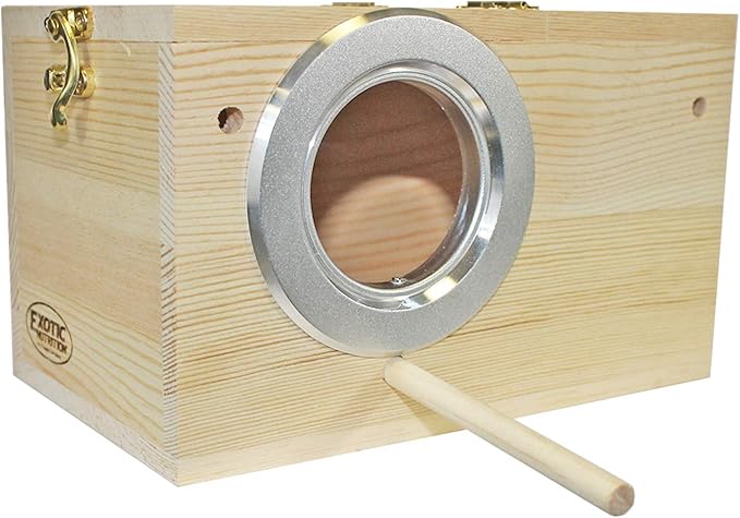 Sturdy Nest Box (S) - Cage Attachment, Hinged Lid, Perching Ledge - for Sugar Glider, Squirrel, Rat, Finch, Parakeet, Lovebird, Parrotlet, Lovebird, Canary, Cockatiel, Other Birds & Small Pets