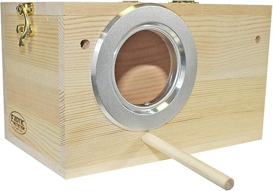 Sturdy Nest Box (S) - Cage Attachment, Hinged Lid, Perching Ledge - for Sugar Glider, Squirrel, Rat, Finch, Parakeet, Lovebird, Parrotlet, Lovebird, Canary, Cockatiel, Other Birds & Small Pets