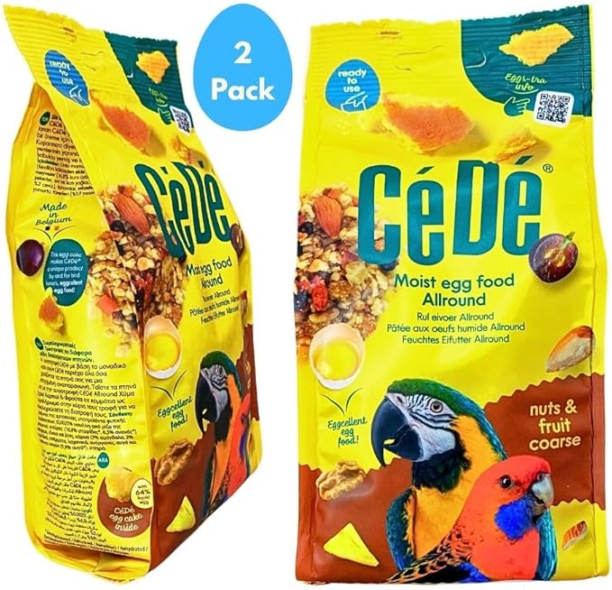 Cédé Nuts and Fruit Coarse 400g - 2 Pack Egg Food for Canaries, Budgies, Parakeets, and Other Exotic Birds. Food Supplement for Parrots. Promotes Health With Prebiotics and Essential Proteins