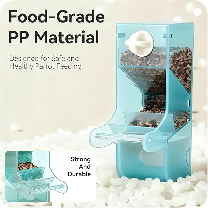 AOTU Automatic Bird Feeder for Cage Crack-Resistant Plastic Parakeet Cage Accessories No Mess Bird Cage Seed Catcher for Small Medium Birds Parrots Cockatiels Parakeets Conures Canaries (Light Green)