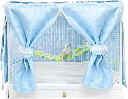 Bird Cage Cover Good Night Blackout Warm Lightweight Small Animal Cages Cover Pet Removable Durable Protector (Blue,L)