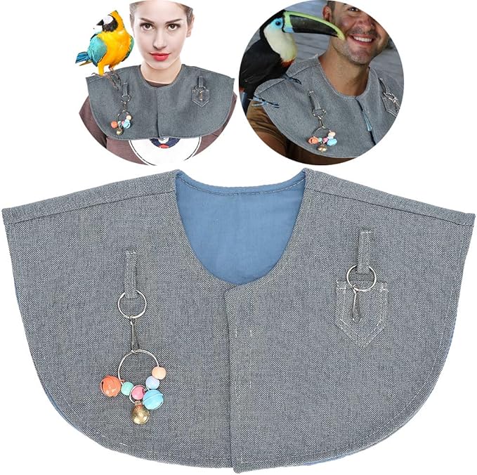 Sonew Parrot Anti-Scratch Protector Anklet & Toys, Multi-Functional Parrot Training Shoulder Cover Protector Stand Anti-Scratch Anklet Pet Shoulder Pad Diaper Shawl (Random Color Bell