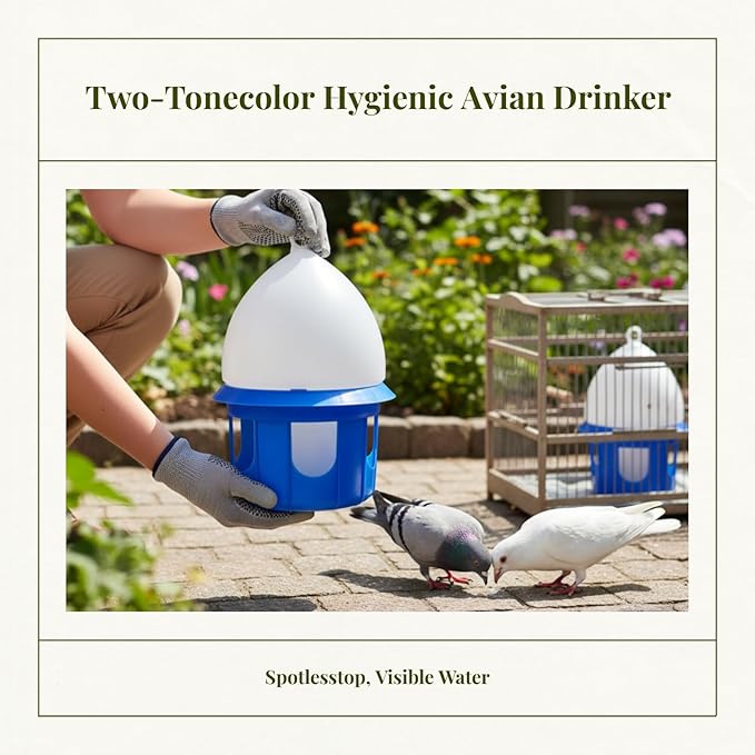 Pigeon Drinker Bird Water Drinker Bucket Cage Accessories Pigeon Water Dispenser for Pigeon Peacock Pet Supplies Farm Chick, 4L