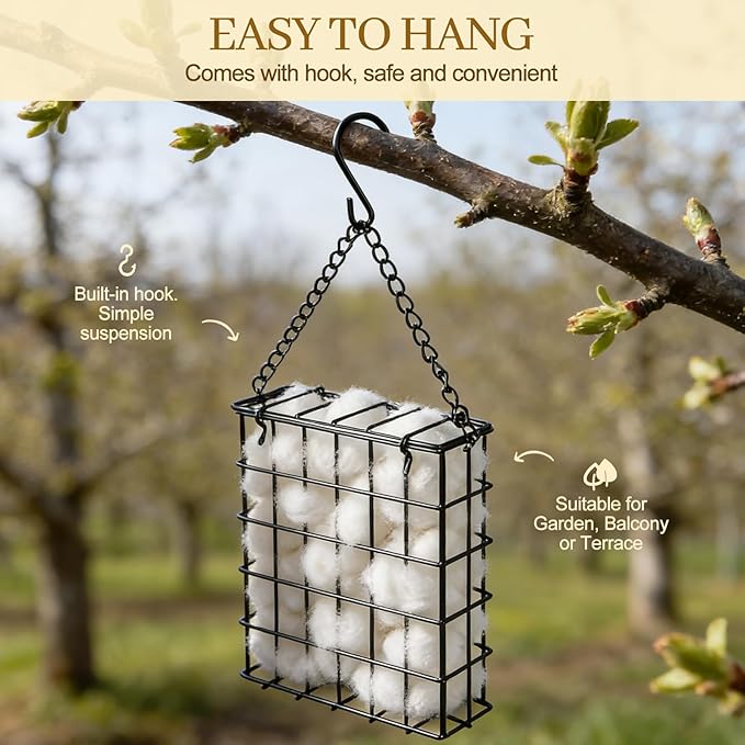 Bird Nesting Material Holder, Handmade Fiber Bird Nesting Material, Refillable Bird Shelter, Outdoor Bird Nesting and Resting Spot, Gift for Animal and Bird Enthusiasts (2 Set)