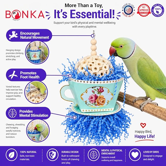Bonka Bird Toys 2441 Pink Sola Teacup 8" High by 4" Wide Medium Parrot Chew Cage Toy, Conures, Ringneck, Quakers