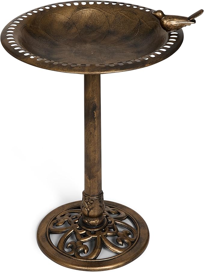 BACKYARD EXPRESSIONS PATIO · HOME · GARDEN 912449-WB Outdoor Garden Bird Bath- Bronze- Weather Resistant Polyresin-30 Inch-Backyard Expressions