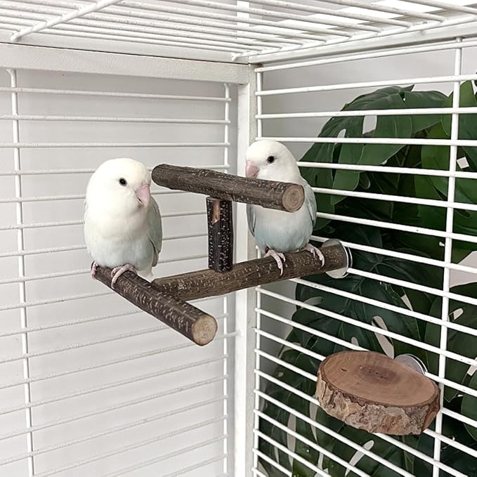 Natural Wood Bird Perches for Cage, Parrot Cage Perch Stand, Cage Accessories, Wooden Platform for Birds, Toys for Parakeets, Cockatiel, Budgie, Conure