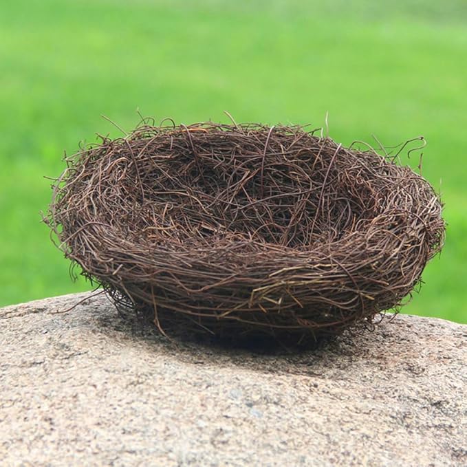 Ipetboom Artificial Bird Nest, 4pcs Imitated Bird Nest Birds Egg Nest Rattan Bird Nest Simulation Twig Bird Nest