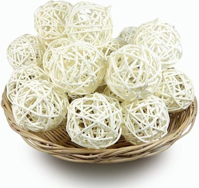 Tfwadmx 10 Pcs Willow Ball, Bird Foraging Toys, Small Animal Chew Toy Activity for Parrot Macaw Hamster Guinea Pig Rat Parakeet Cockatiels Conure Finch Budgerigar Lovebird