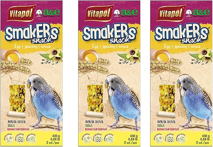 Vitapol Smakers by A&E Cage Co Egg Treat Sticks for Parakeets – Twin Pack Bird Treat Sticks – Protein-Rich Hanging Snack Sticks with Real Egg for Parakeets, Budgies & Small Hookbills