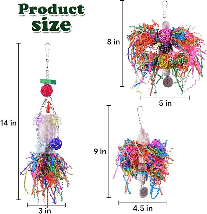 Bird Toys, Parakeet Foraging Toy, Hanging Chewing Toy, Bird Cage Accessories – Suitable for Cockatiels, Budgies, Lovebirds, Conures and Other Small Parrots