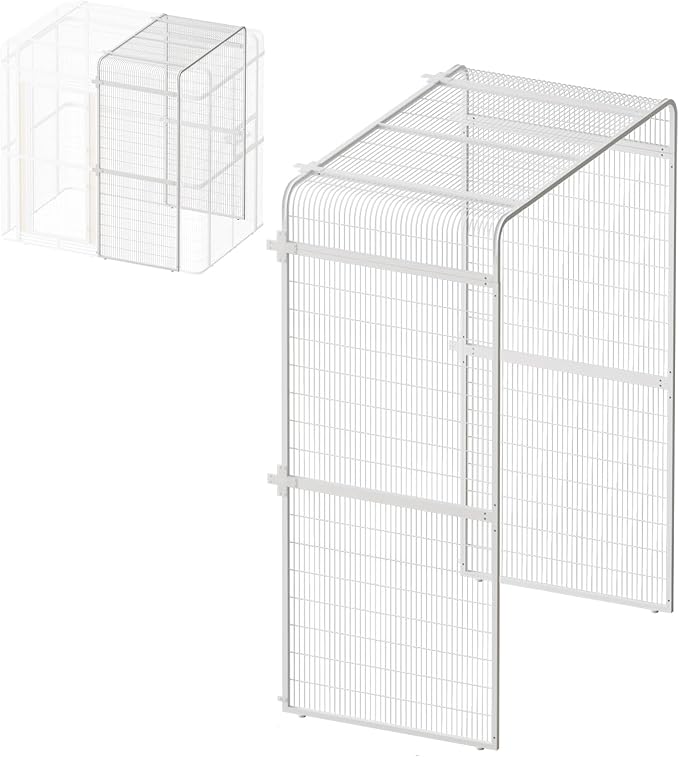 Large Bird Cage Extension Part, 33.5-Inch Wide Parrot Cage Extender for Metal Aviary, White Replacement Accessories, 33.5 x 63 x 81.5 in