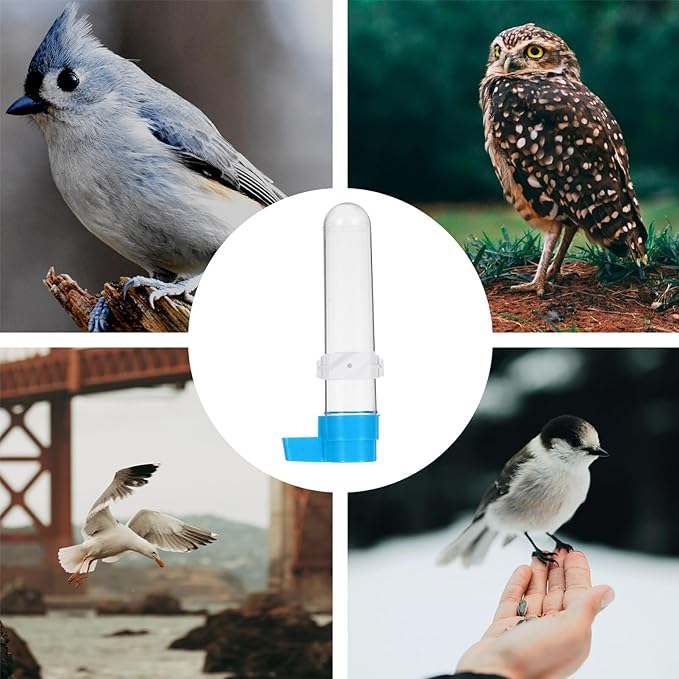TEHAUX Automatic Parrot Water Drinker 5-Pack for Small Birds Splash-Proof PVC Bird Water Bottles 7.08In Cage Feeder Convenient Bird Drinking Fountain