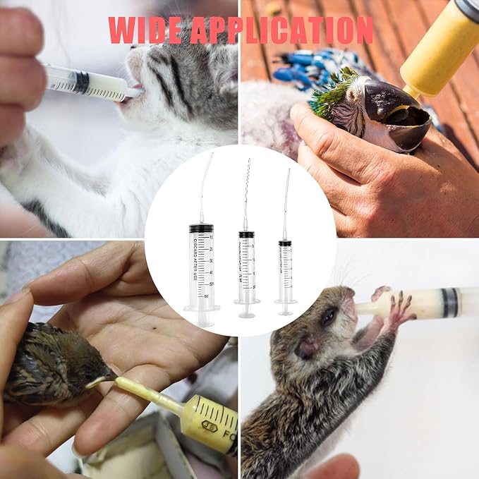 Baby Bird Feeding Syringe Set, Pet Parrot Milk Feeding Syringe with Tubes, Parrot Feeding Tubes Measuring Tools for Feeding Pets Scientific Industrial Labs… (10ml+10ml+20ml+60ml)