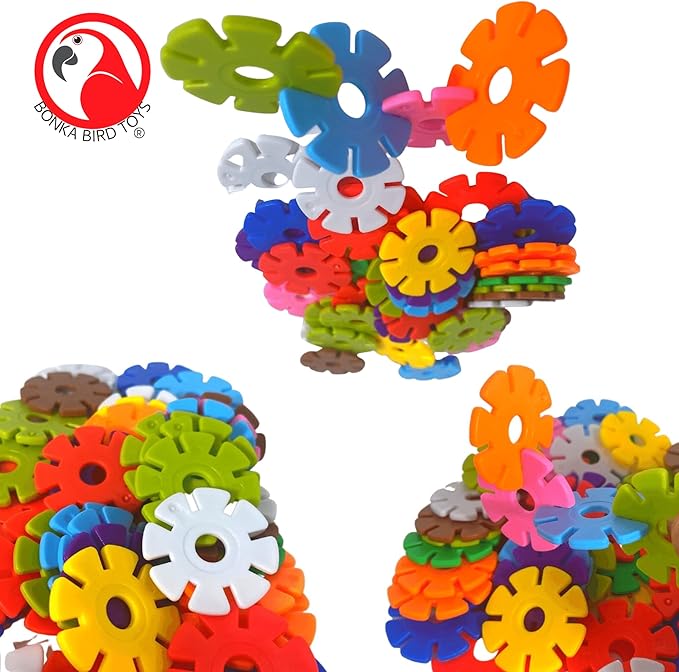 Bonka Bird Toys 3839 Round Snowflakes Bird Toys, Pack 50, 1" Diameter