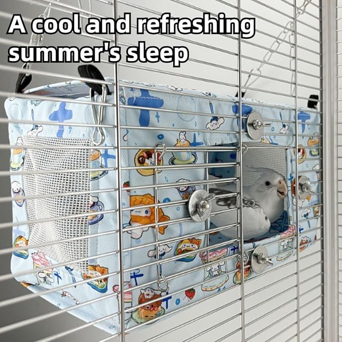 Large Spring Summer Breathable Bird Nest House, Zipper Design On The Back for Easy Cleaning, Conure Bed for Inside or Outside The Birdcage (Rectangle-Yellow,L)