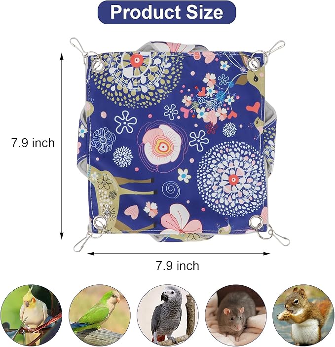 Wontee Bird Double Hammock Warm Nest Bed for Parrot Budgie Parakeet Cockatiel Conure Lovebird Hamster Rat Mice Chinchinlla (S)