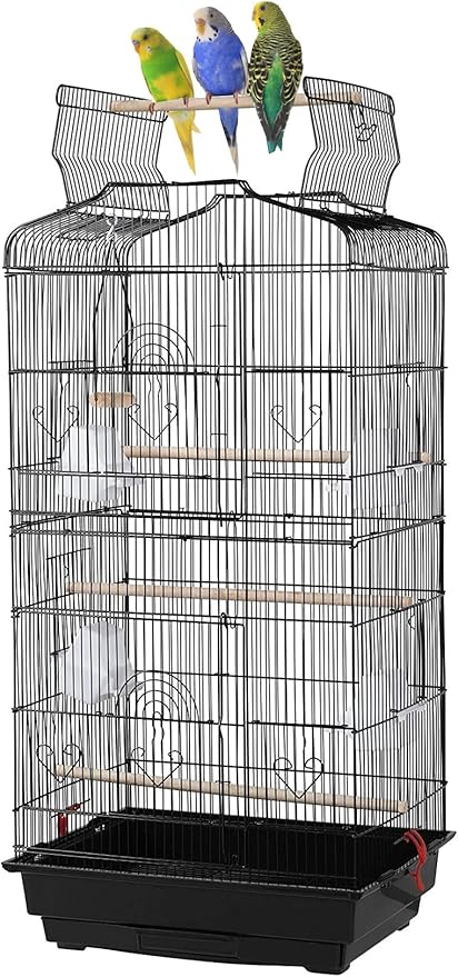 Large 35-Inch Portable Open/Close Play Perch Stand Top Flight Bird Travel Breeding Cage for Canary Parakeet Cockatiel Lovebird Finch Bird Cage with Side Nesting Box Doors
