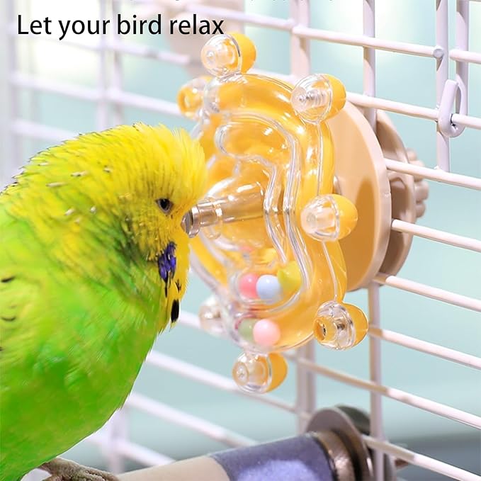 2Pack Bird Spinner Toys for Parakeets, Colorful Spinning Wheel Chew Toys, Interactive Rotate Rattle Parrot Toys for Bird Cage, Accessories for Entertainment Chewing Exercise