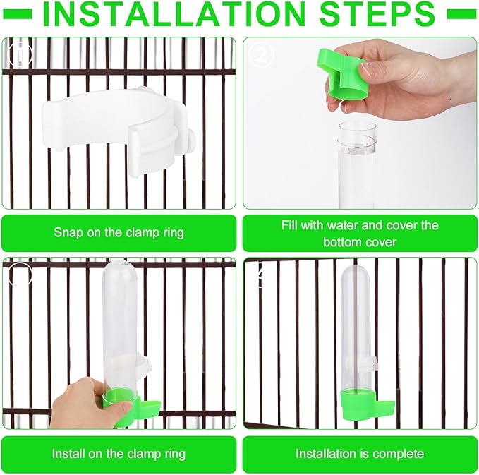 BOXOB Bird Water Feeder, Automatic No Mess Bird Water Dispenser Bottle Leak-Proof Hanging Cage Food Dispenser Waterer Container Accessories for Quail Parrot Parakeet