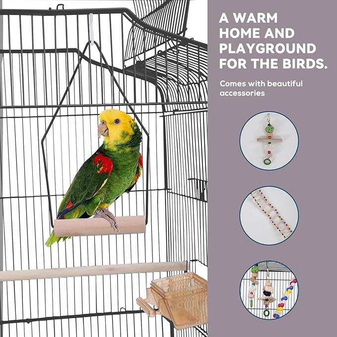 Dopinmin 64 Inch Bird Cage, Rust Resistant, Floor Standing, Black