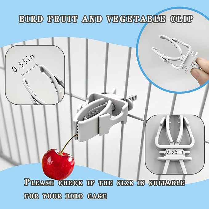 5-Pack Bird Cage Food and Fruit Skewer Set, Parrot Fruit Clip Feeder, Stainless Steel Bird Food Holder, Foraging Toys for Budgies, Cockatiels, and Finch Species